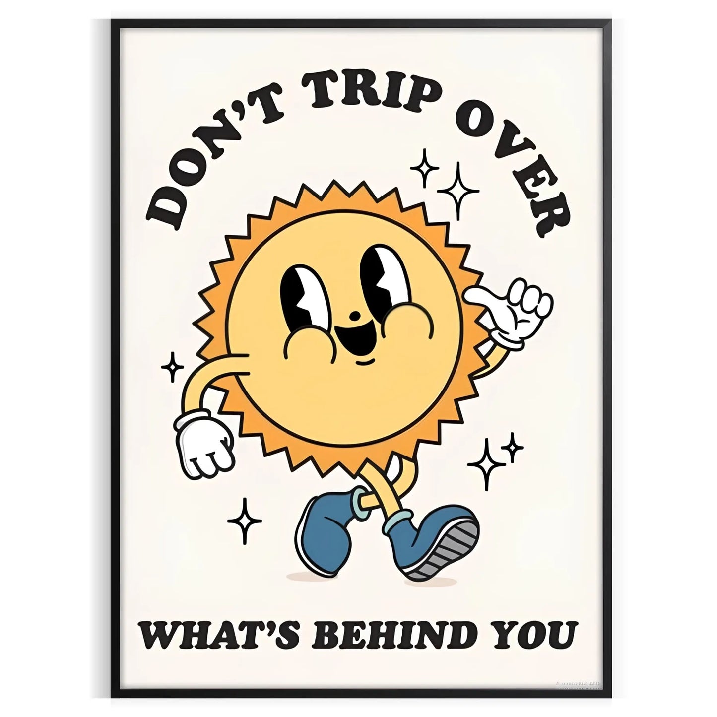 space Do Trip Over What Behind You groovy art poster vibrant yellow black colors eye wall perfect gift unique print room sizes A4 cm A0
