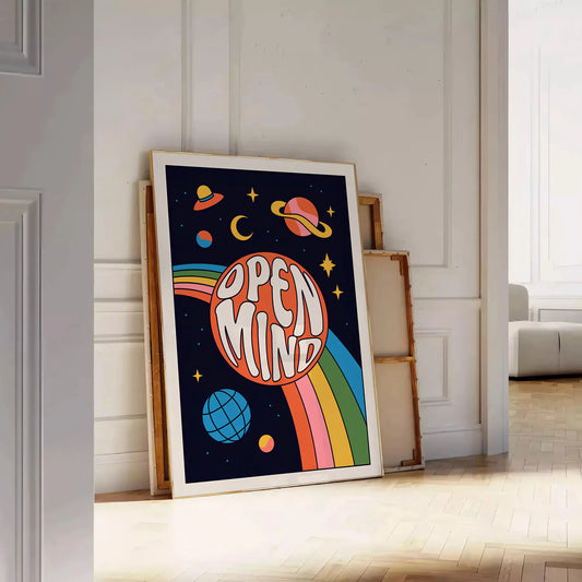 creativity Open Mind Groovy poster vibrant blend orange black eye wall art print retro touch space gifts delight preferred size A4 cm A0