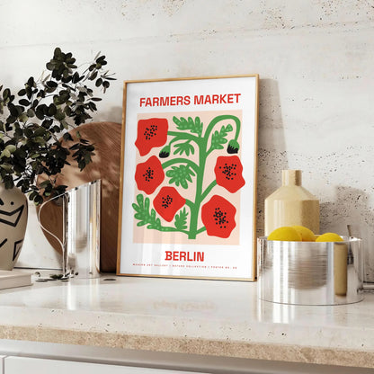 charm vintage botanical prints farmer market poster vibrant green red hues wall art thoughtful gift artwork fresh touch space sizes A4 cm A0