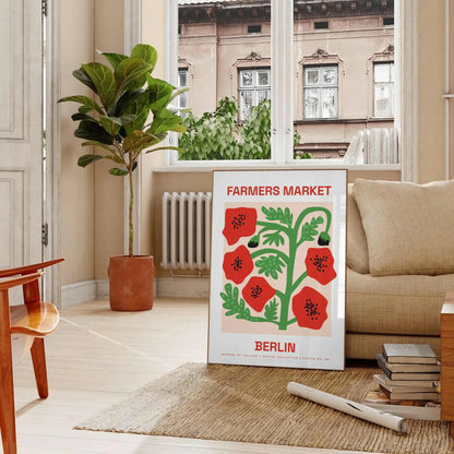 charm vintage botanical prints farmer market poster vibrant green red hues wall art thoughtful gift artwork fresh touch space sizes A4 cm A0
