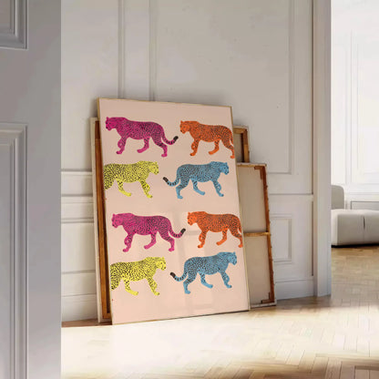 space vibrant jaguar poster orange gray hues animal lovers captivating wall art unforgettable gift various print sizes A4 cm A0 wild touch decor today