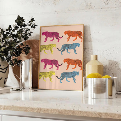 space vibrant jaguar poster orange gray hues animal lovers captivating wall art unforgettable gift various print sizes A4 cm A0 wild touch decor today