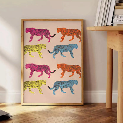 space vibrant jaguar poster orange gray hues animal lovers captivating wall art unforgettable gift various print sizes A4 cm A0 wild touch decor today