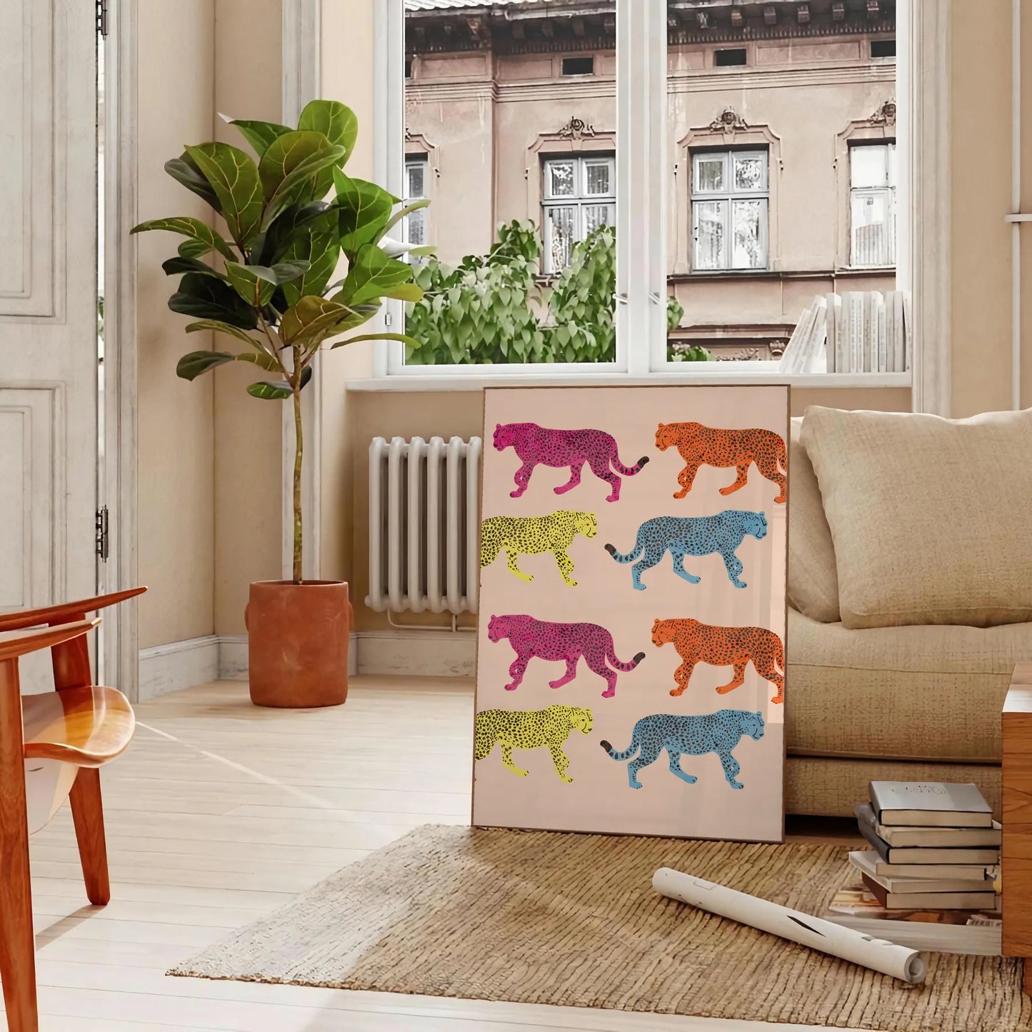 space vibrant jaguar poster orange gray hues animal lovers captivating wall art unforgettable gift various print sizes A4 cm A0 wild touch decor today