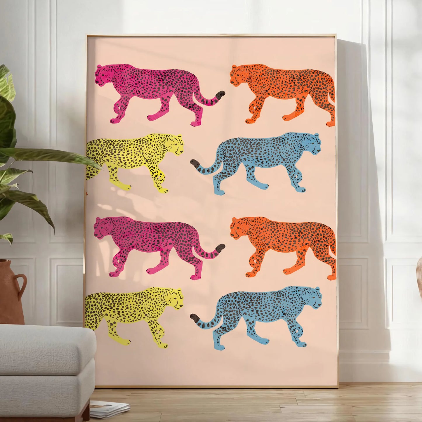 space vibrant jaguar poster orange gray hues animal lovers captivating wall art unforgettable gift various print sizes A4 cm A0 wild touch decor today