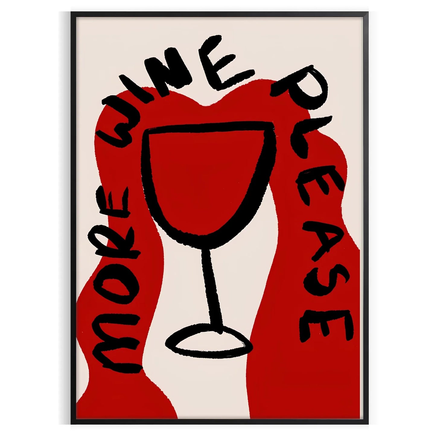 kitchen decor More Wine Please poster chic black gray design stylish wall art perfect gift lovers space preferred size A4 cm A0 elegance