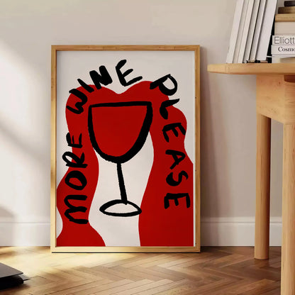 kitchen decor More Wine Please poster chic black gray design stylish wall art perfect gift lovers space preferred size A4 cm A0 elegance