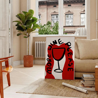 kitchen decor More Wine Please poster chic black gray design stylish wall art perfect gift lovers space preferred size A4 cm A0 elegance