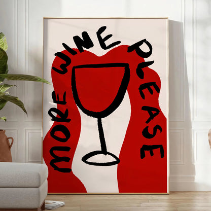kitchen decor More Wine Please poster chic black gray design stylish wall art perfect gift lovers space preferred size A4 cm A0 elegance