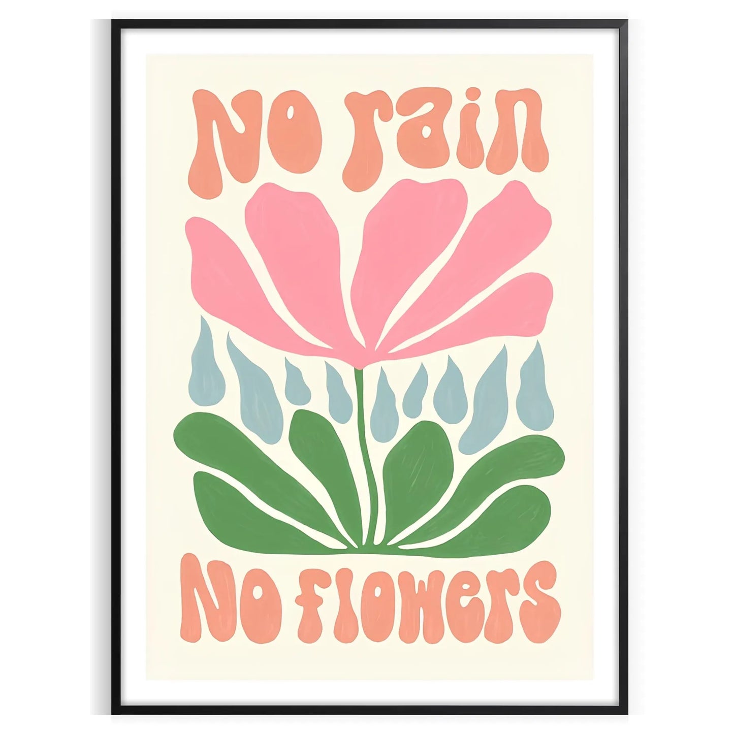 space No Rain Flowers groovy poster vibrant brown green hues wall art thoughtful gift flower market artwork touch nature indoors diverse sizes A4 A0 cm