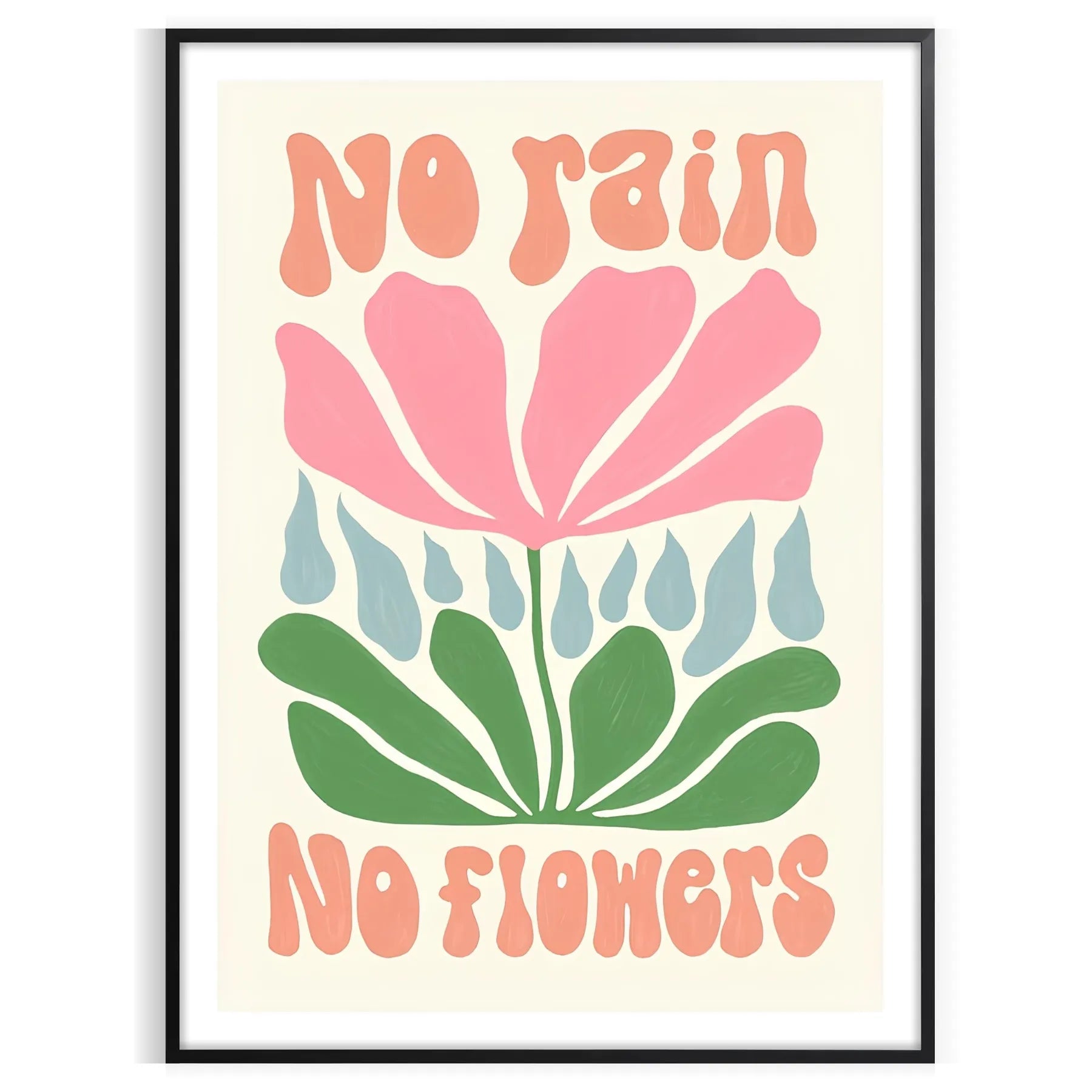 space No Rain Flowers groovy poster vibrant brown green hues wall art thoughtful gift flower market artwork touch nature indoors diverse sizes A4 A0 cm