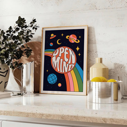 creativity Open Mind Groovy poster vibrant blend orange black eye wall art print retro touch space gifts delight preferred size A4 cm A0