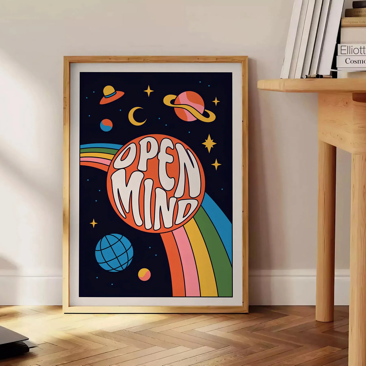 creativity Open Mind Groovy poster vibrant blend orange black eye wall art print retro touch space gifts delight preferred size A4 cm A0