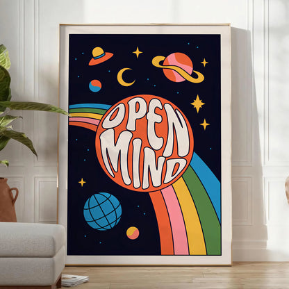 creativity Open Mind Groovy poster vibrant blend orange black eye wall art print retro touch space gifts delight preferred size A4 cm A0