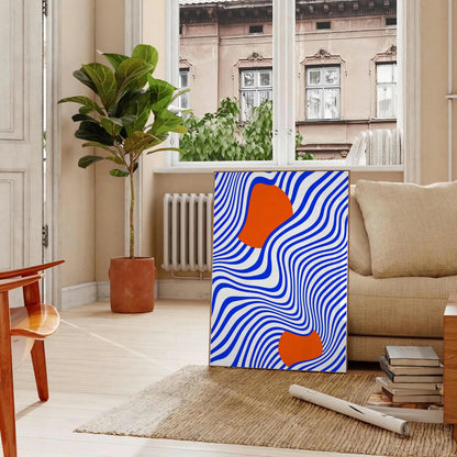 space vibrant orange blue graphic poster stunning wall art rich hues eye centerpiece unique gift personal artwork room print available standalone piece