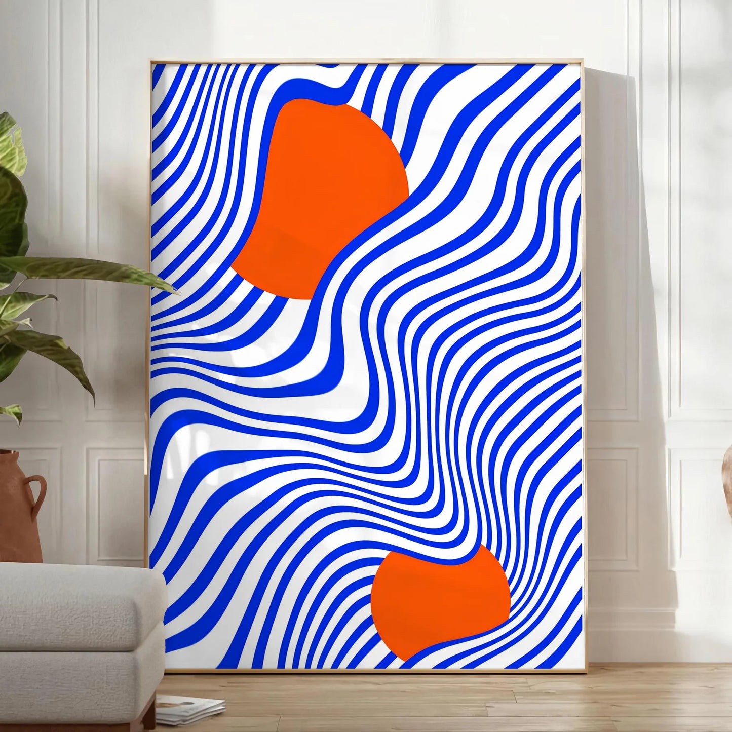 space vibrant orange blue graphic poster stunning wall art rich hues eye centerpiece unique gift personal artwork room print available standalone piece