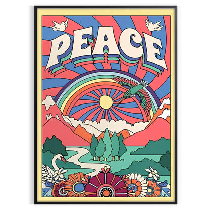 touch tranquility space Peace Groovy Art Poster blue purple hues captivating wall perfect gift stylish addition room artwork ideal look