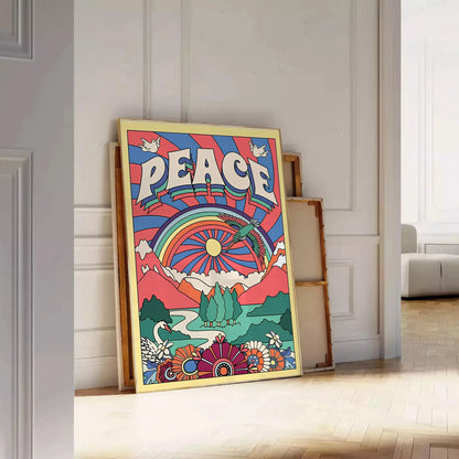 touch tranquility space Peace Groovy Art Poster blue purple hues captivating wall perfect gift stylish addition room artwork ideal look